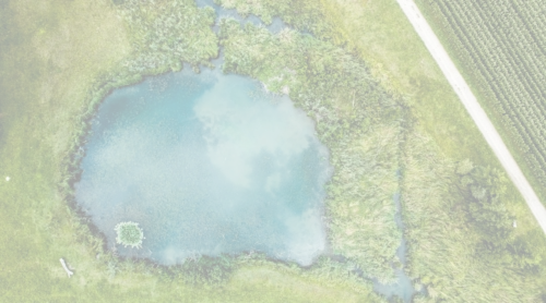 aerial view of pond